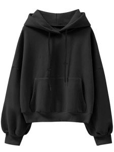 Oversized Lantern Sleeve Fleece Hoodie for Women