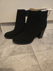 Black Faux Suede Ankle Booties with Zipper