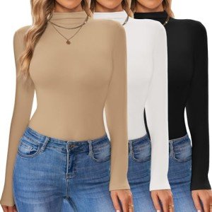 Ekouaer Women's Long Sleeve Turtleneck Shirt Pack