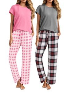 Ekouaer Women’s Short Sleeve Pajama Sets - 2 Pack