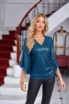 Peacock Blue sequin party top for women