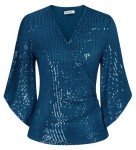 Peacock Blue sequin party top for women