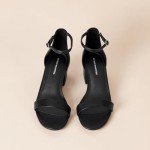 Amazon Essentials Women's Black Faux Leather Heeled Sandals