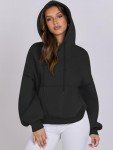 Oversized Lantern Sleeve Fleece Hoodie for Women