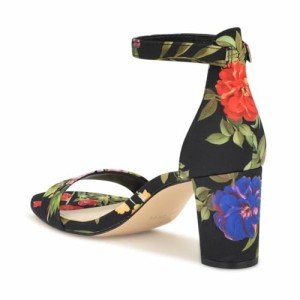 Nine West Women's Black Floral Heeled Sandal