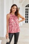 Pink Sparkly Sequin Halter Tank Top for Women