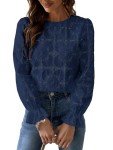 CUPSHE Women's Navy Blue Eyelet Lace Blouse