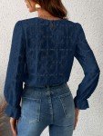 CUPSHE Women's Navy Blue Eyelet Lace Blouse