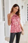 Pink Sparkly Sequin Halter Tank Top for Women