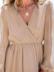 Light Apricot V-Neck A-Line Mini Dress