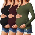 Ekouaer Women's Long Sleeve Maternity T-Shirt Set