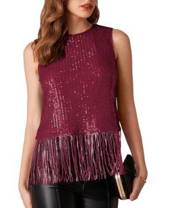 Sparkly Fringe Sequin Crop Top for Women