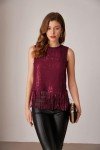 Sparkly Fringe Sequin Crop Top for Women
