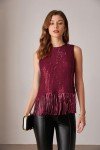 Sparkly Fringe Sequin Crop Top for Women