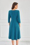 Peacock Blue Fit and Flare Midi Dress with Pockets
