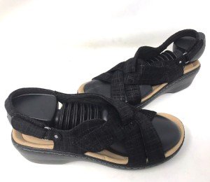 Clarks Merliah Echo Black Ankle Strap Sandals