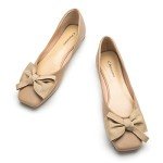 Beige Square Toe Flats for Women