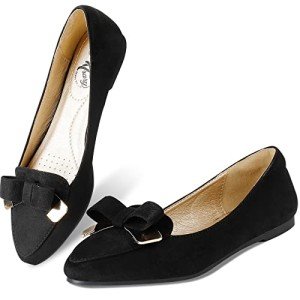 Trary Women's Pointed Toe Bow Loafer Flats