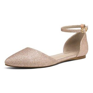 Rose Gold Glitter D'Orsay Ballet Flats for Women