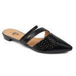 Trary Women's Pointy Toe Black Flat Mule Slides