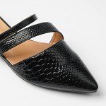 Trary Women's Pointy Toe Black Flat Mule Slides