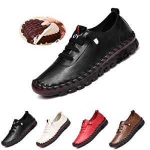 Stylish Women's Soft Leather Flat Shoes - Black