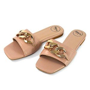 Kino London Women's Chain Detail Slip-On Mules