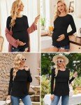 Ekouaer Women's 3-Pack Nursing Long Sleeve Tops