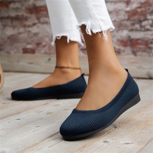 Casual Knit Loafers for Women with Low Heels