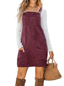 CUPSHE Women’s Corduroy Mini Fall Dress - Wine Red