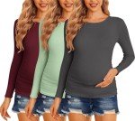 Ekouaer Women's Maternity Long Sleeve Tee Tops