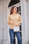 Vintage Khaki Puff Sleeve Blouse for Women