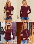Ekouaer Women's Maternity Long Sleeve Tee Tops