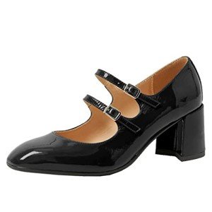Chic Black Patent Leather Double Monk-Strap Mary Janes