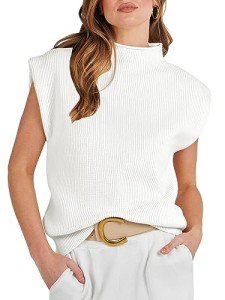 ANRABESS Women's Mock Neck Sleeveless Sweater Vest