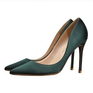 Satin Stiletto Pumps for Women – Green Heels