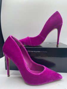 Magenta Velvet Pointed Toe High Heel Pumps