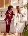 Ekouaer Women's Silk Satin Pajama Set - 2 Pack