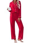 Ekouaer Women's Soft Cotton Pajama Set, Red