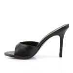 Black Matte High Heel Stiletto Slide Sandals