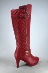 Women's Knee High Buckle Zip Heeled Boots