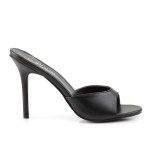 Black Matte High Heel Stiletto Slide Sandals