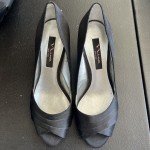 Nina New York Black Satin Open Toe Heels