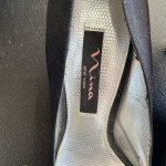 Nina New York Black Satin Open Toe Heels