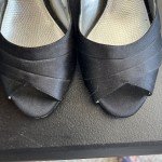 Nina New York Black Satin Open Toe Heels