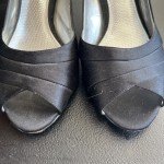 Nina New York Black Satin Open Toe Heels