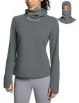 Women's Fleece Running Top with Balaclava - Dark Grey