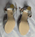 Silver Glitter Chunky Heel Open Toe Pumps for Women