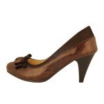 Croc Accent Bowtie Cuban Heel Pumps for Women