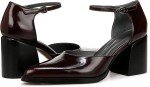 Franco Sarto Burgundy Leather Ankle Strap Pumps